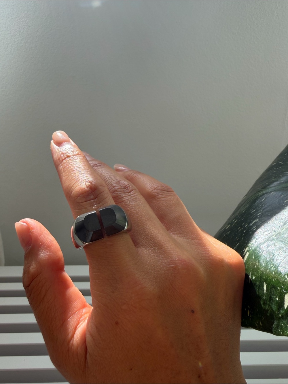 Diesel Silver Tone Men's Bold Inlay Ring